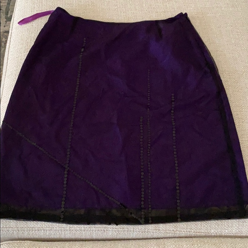 DKNY petite purple silk skirt